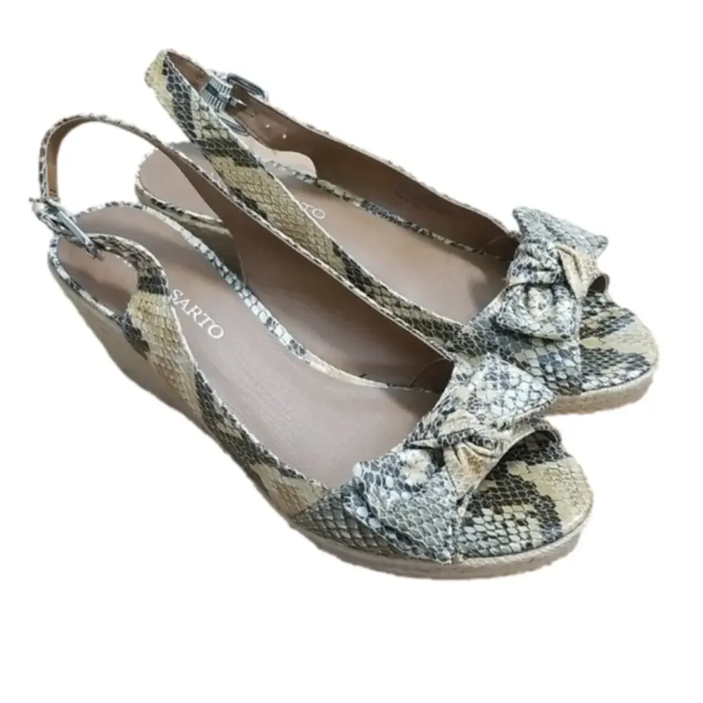 Franco Sarto Camino Espadrilles Snakeskin Heels